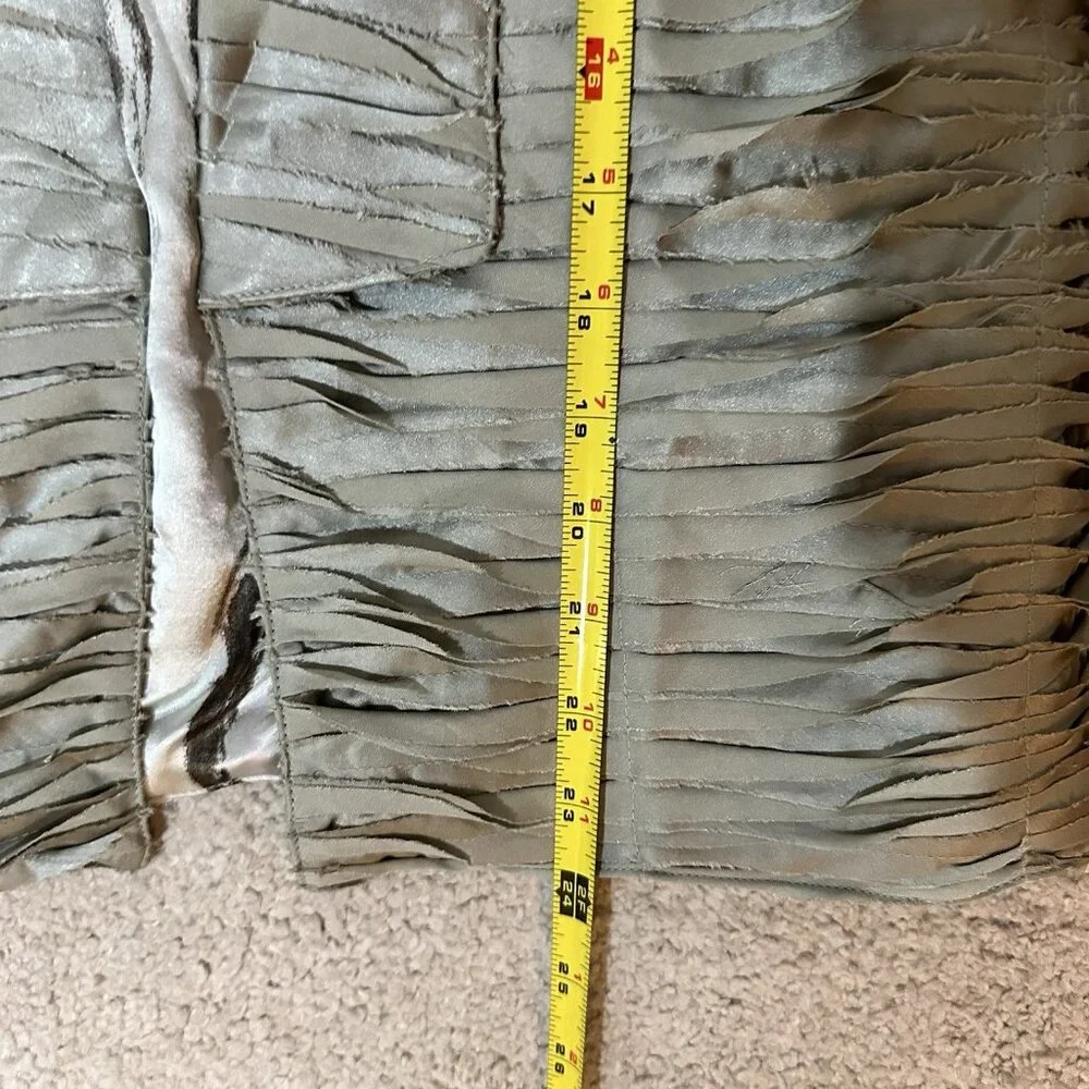 Chicos Blazer Jacket Women’s Size 1 Light Green Metallic Silky Raw Edge - Picture 10 of 15